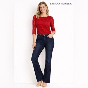 Banana Republic Classic Bootcut Jeans Petite 4P Dark Wash Stretch 28” Inseam